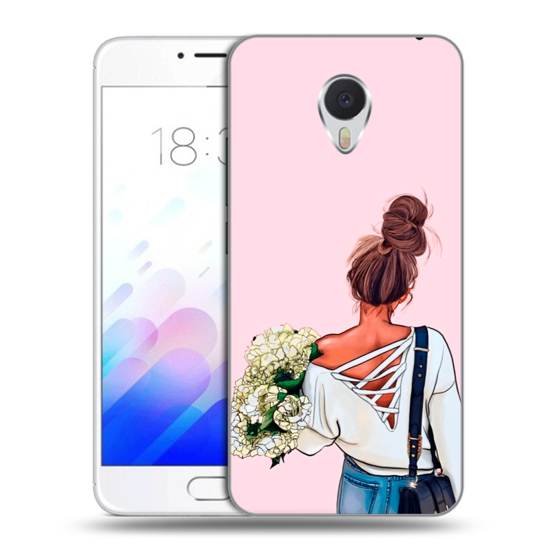 Пластиковый чехол на Meizu M3E с принтом Девушка и букет Пластиковый чехол на Meizu M3E с принтом Девушка и букет