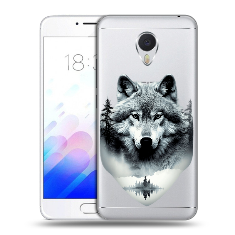 Пластиковый чехол на Meizu M3E с принтом Волк в лесу Пластиковый чехол на Meizu M3E с принтом Волк в лесу