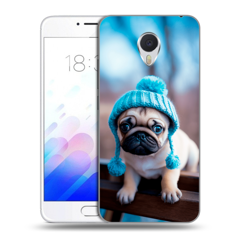 Пластиковый чехол на Meizu M3E с принтом Мопс в шапке Пластиковый чехол на Meizu M3E с принтом Мопс в шапке