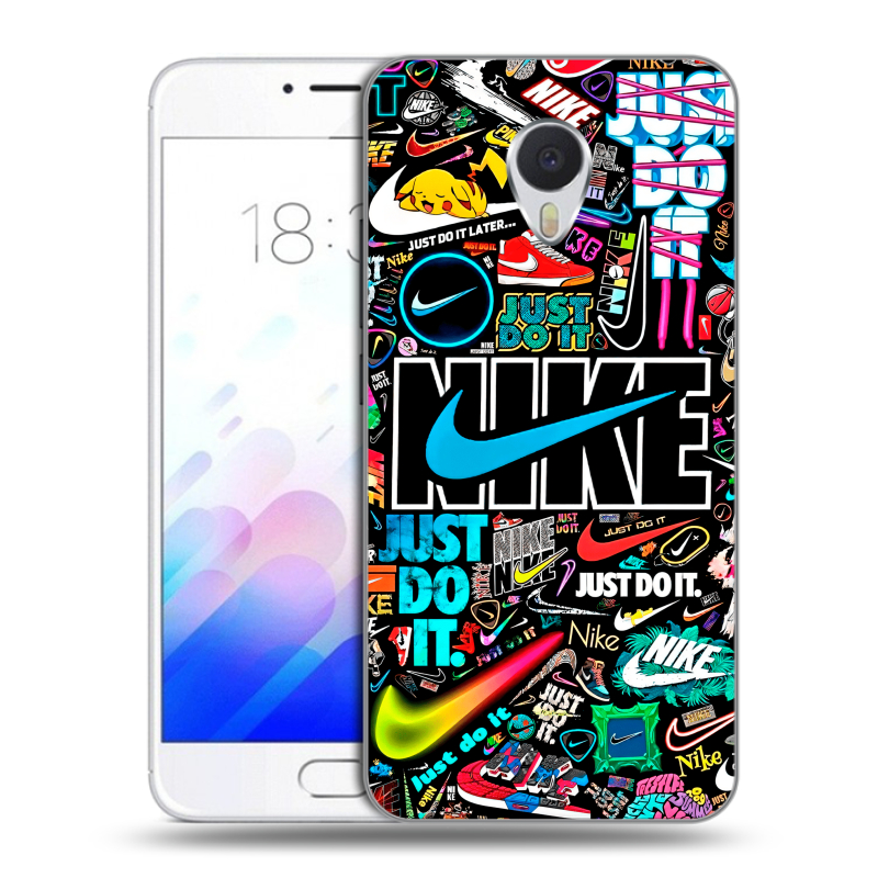 Пластиковый чехол на Meizu M3E с принтом найк nike черный Пластиковый чехол на Meizu M3E с принтом найк nike черный