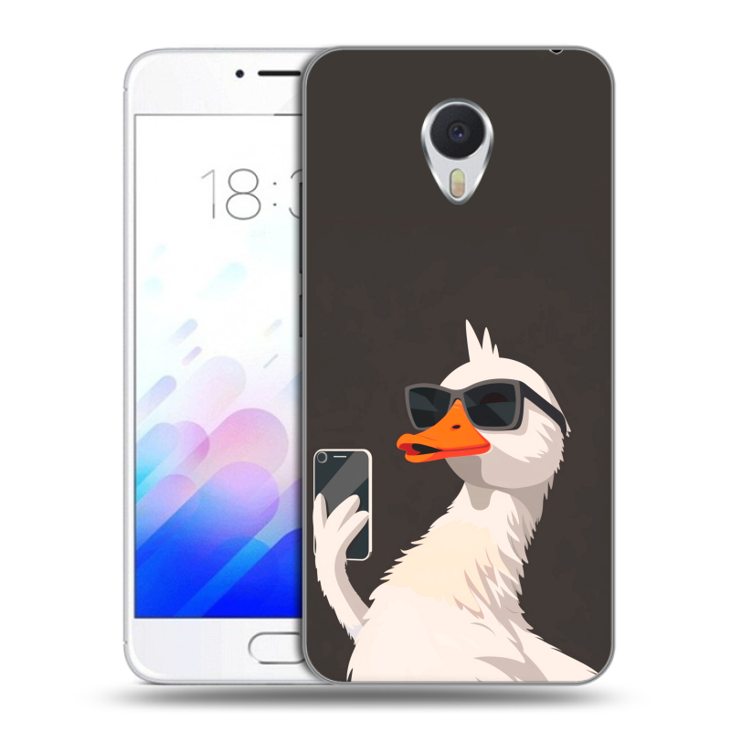 Пластиковый чехол на Meizu M3E с принтом утка в очках Пластиковый чехол на Meizu M3E с принтом утка в очках