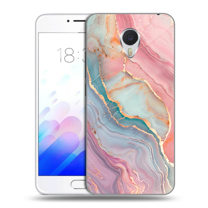 Пластиковый чехол на Meizu M3E с принтом розовый мрамор Пластиковый чехол на Meizu M3E с принтом розовый мрамор