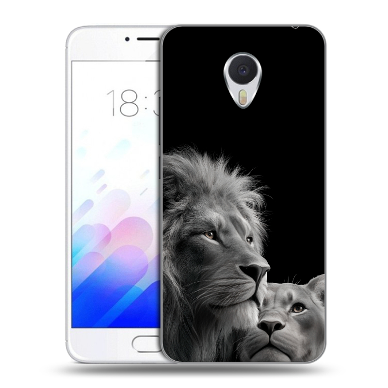 Пластиковый чехол на Meizu M3E с принтом Лев кошки Пластиковый чехол на Meizu M3E с принтом Лев кошки