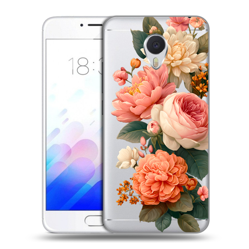 Пластиковый чехол на Meizu M3E с принтом цветы Пластиковый чехол на Meizu M3E с принтом цветы
