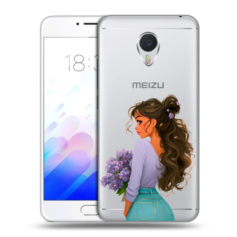 Пластиковый чехол на Meizu M3E с принтом девушка цветы Пластиковый чехол на Meizu M3E с принтом девушка цветы