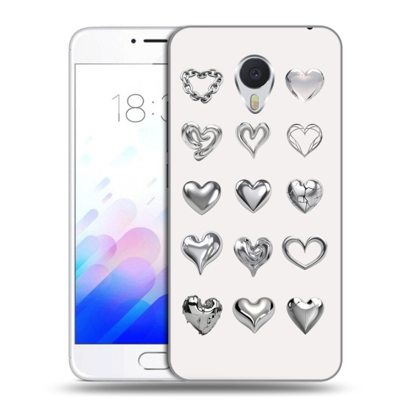 Пластиковый чехол на Meizu M3E с принтом Y2K сердечки Пластиковый чехол на Meizu M3E с принтом Y2K сердечки