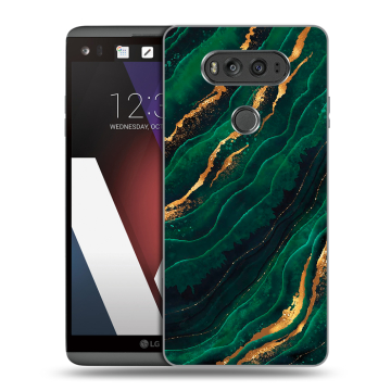 Пластиковый чехол на LG V20 с принтом Мрамор зеленое золото Пластиковый чехол на LG V20 с принтом Мрамор зеленое золото