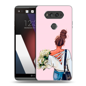 Пластиковый чехол на LG V20 с принтом Девушка и букет Пластиковый чехол на LG V20 с принтом Девушка и букет
