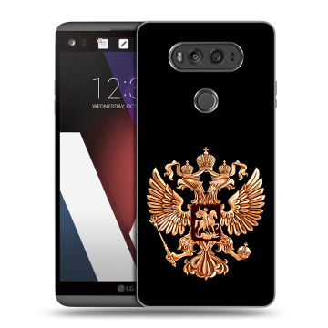 Пластиковый чехол на LG V20 с принтом Герб России золотой Пластиковый чехол на LG V20 с принтом Герб России золотой