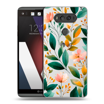 Пластиковый чехол на LG V20 с принтом Цветы паттерн Пластиковый чехол на LG V20 с принтом Цветы паттерн
