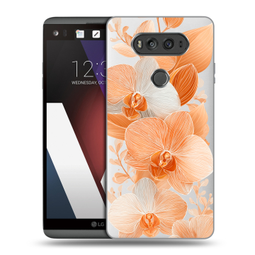 Пластиковый чехол на LG V20 с принтом Бежевые цветы Пластиковый чехол на LG V20 с принтом Бежевые цветы
