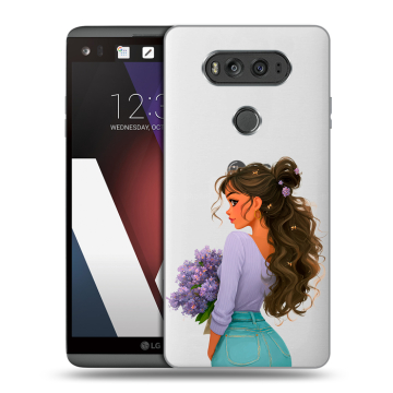 Пластиковый чехол на LG V20 с принтом девушка цветы Пластиковый чехол на LG V20 с принтом девушка цветы