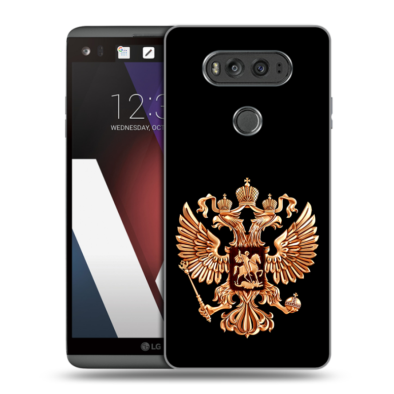 Пластиковый чехол на LG V20 с принтом Герб России золотой Пластиковый чехол на LG V20 с принтом Герб России золотой