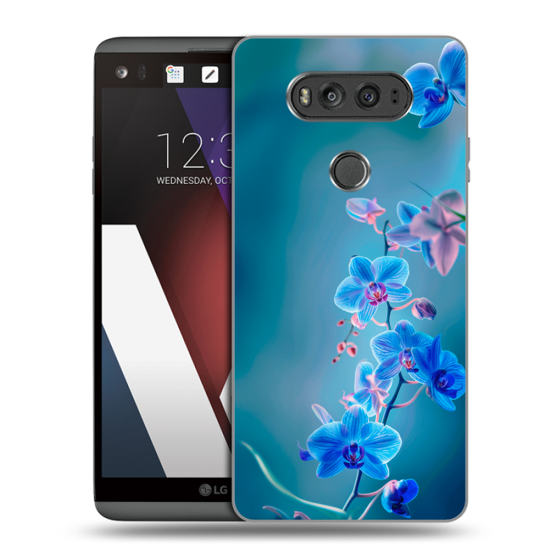 Пластиковый чехол на LG V20 с принтом Голубые цветы Пластиковый чехол на LG V20 с принтом Голубые цветы