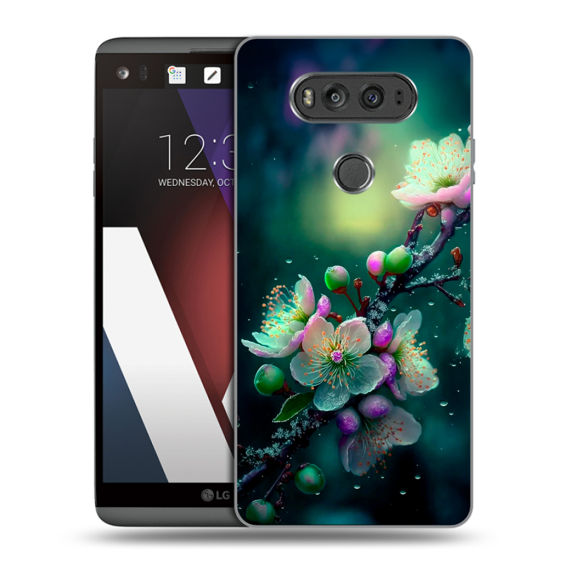 Пластиковый чехол на LG V20 с принтом Цветы и мрамор Пластиковый чехол на LG V20 с принтом Цветы и мрамор