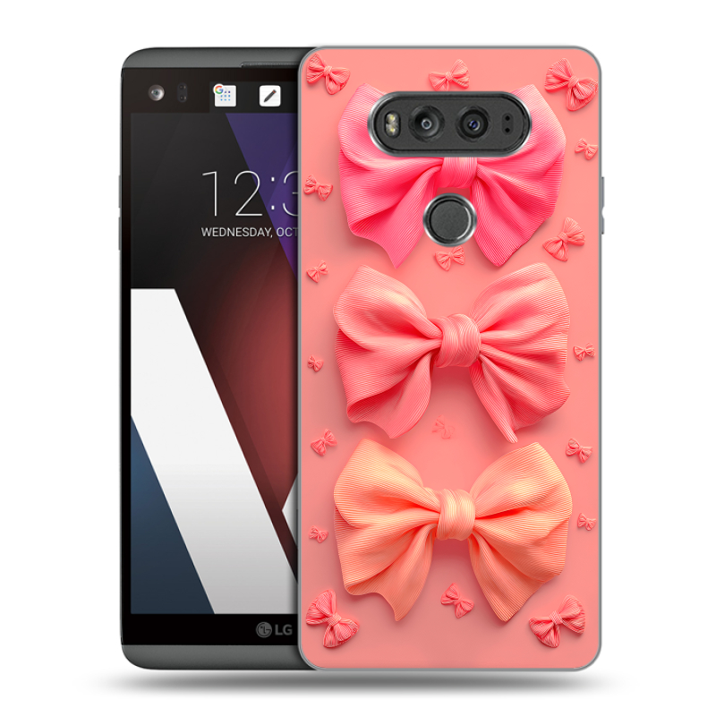 Пластиковый чехол на LG V20 с принтом Розовые бантики Пластиковый чехол на LG V20 с принтом Розовые бантики