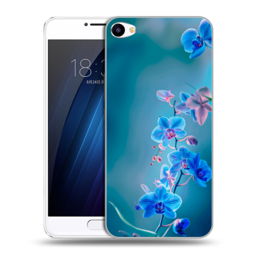 Пластиковый чехол на Meizu U10 с принтом Голубые цветы
