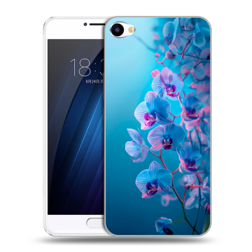 Пластиковый чехол на Meizu U10 с принтом голубые орхидеи Пластиковый чехол на Meizu U10 с принтом голубые орхидеи