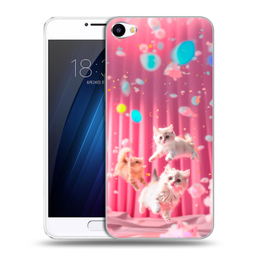 Пластиковый чехол на Meizu U10 с принтом милые котики