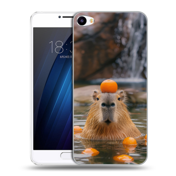Пластиковый чехол на Meizu U10 с принтом Капибара с апельсином Пластиковый чехол на Meizu U10 с принтом Капибара с апельсином