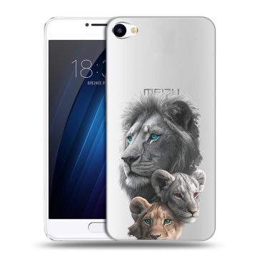 Пластиковый чехол на Meizu U10 с принтом Львы