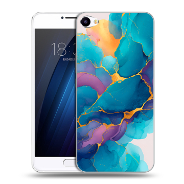 Пластиковый чехол на Meizu U10 с принтом Мрамор блестки