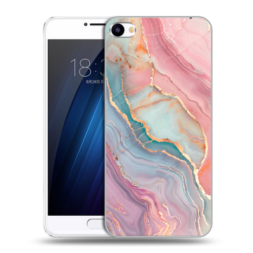 Пластиковый чехол на Meizu U20 с принтом розовый мрамор