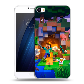 Пластиковый чехол на Meizu U20 с принтом Майнкрафт Minecraft
