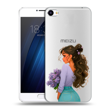Пластиковый чехол на Meizu U20 с принтом девушка цветы