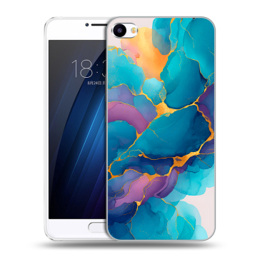 Пластиковый чехол на Meizu U20 с принтом Мрамор блестки