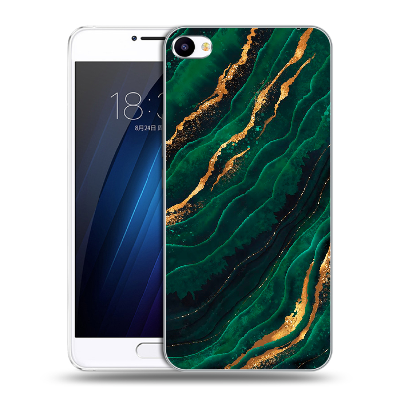 Пластиковый чехол на Meizu U20 с принтом Мрамор зеленое золото Пластиковый чехол на Meizu U20 с принтом Мрамор зеленое золото
