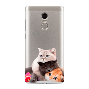 Силиконовый противоударный чехол на Xiaomi RedMi Note 4 с принтом Кошки Силиконовый противоударный чехол на Xiaomi RedMi Note 4 с принтом Кошки