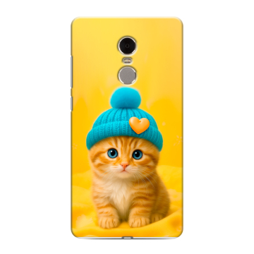 Силиконовый противоударный чехол на Xiaomi RedMi Note 4 с принтом Котенок в шапке Силиконовый противоударный чехол на Xiaomi RedMi Note 4 с принтом Котенок в шапке