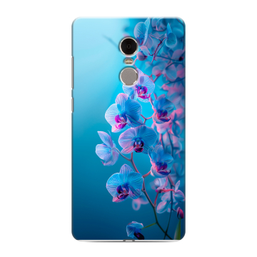Силиконовый противоударный чехол на Xiaomi RedMi Note 4 с принтом голубые орхидеи Силиконовый противоударный чехол на Xiaomi RedMi Note 4 с принтом голубые орхидеи