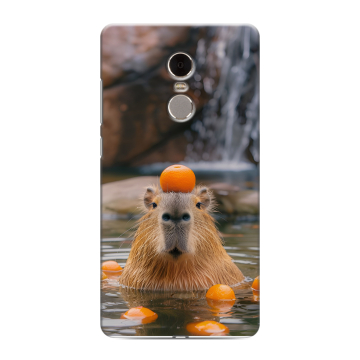 Силиконовый противоударный чехол на Xiaomi RedMi Note 4 с принтом Капибара с апельсином Силиконовый противоударный чехол на Xiaomi RedMi Note 4 с принтом Капибара с апельсином