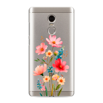 Силиконовый противоударный чехол на Xiaomi RedMi Note 4 с принтом Цветы Силиконовый противоударный чехол на Xiaomi RedMi Note 4 с принтом Цветы