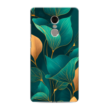 Силиконовый противоударный чехол на Xiaomi RedMi Note 4 с принтом Листья и золото Силиконовый противоударный чехол на Xiaomi RedMi Note 4 с принтом Листья и золото