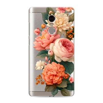 Силиконовый противоударный чехол на Xiaomi RedMi Note 4 с принтом цветы Силиконовый противоударный чехол на Xiaomi RedMi Note 4 с принтом цветы