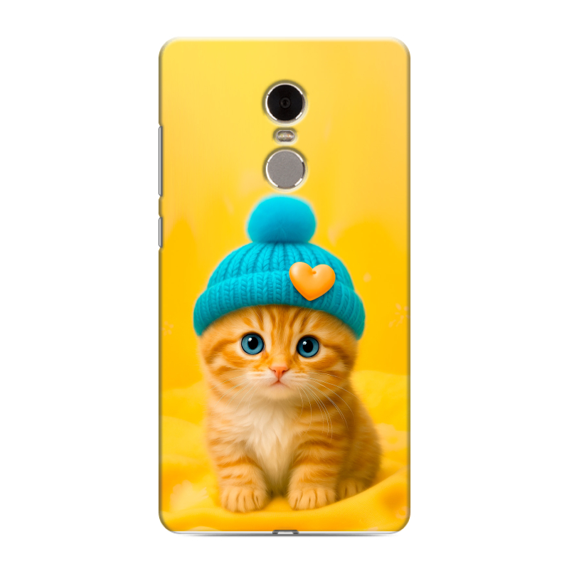 Силиконовый противоударный чехол на Xiaomi RedMi Note 4 с принтом Котенок в шапке Силиконовый противоударный чехол на Xiaomi RedMi Note 4 с принтом Котенок в шапке