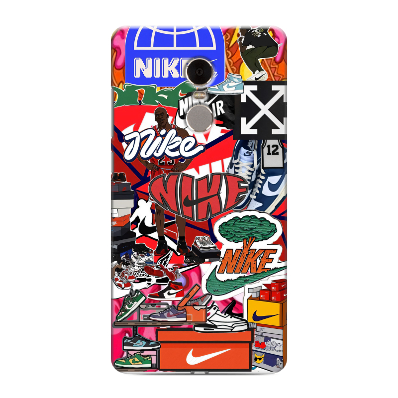 Силиконовый противоударный чехол на Xiaomi RedMi Note 4 с принтом Найк Nike яркий Силиконовый противоударный чехол на Xiaomi RedMi Note 4 с принтом Найк Nike яркий