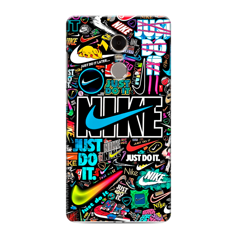 Силиконовый противоударный чехол на Xiaomi RedMi Note 4 с принтом найк nike черный Силиконовый противоударный чехол на Xiaomi RedMi Note 4 с принтом найк nike черный