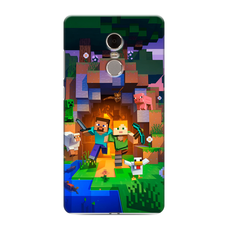 Силиконовый противоударный чехол на Xiaomi RedMi Note 4 с принтом Майнкрафт Minecraft Силиконовый противоударный чехол на Xiaomi RedMi Note 4 с принтом Майнкрафт Minecraft