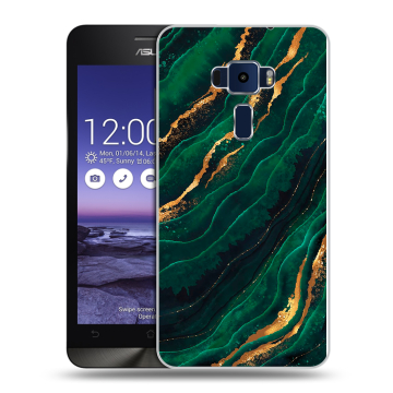 Пластиковый чехол на Asus ZenFone 3 5.2 с принтом Мрамор зеленое золото Пластиковый чехол на Asus ZenFone 3 5.2 с принтом Мрамор зеленое золото
