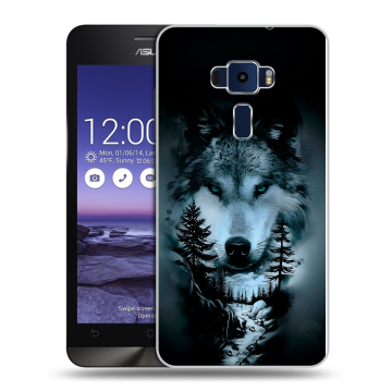 Пластиковый чехол на Asus ZenFone 3 5.2 с принтом Лесной волк Пластиковый чехол на Asus ZenFone 3 5.2 с принтом Лесной волк