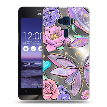 Пластиковый чехол на Asus ZenFone 3 5.2 с принтом Бабочки и цветы