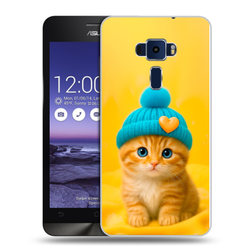 Пластиковый чехол на Asus ZenFone 3 5.2 с принтом Котенок в шапке