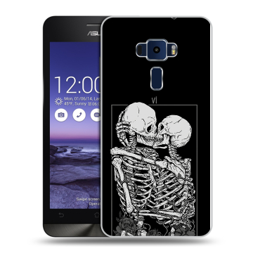 Пластиковый чехол на Asus ZenFone 3 5.2 с принтом Поцелуй скелетов