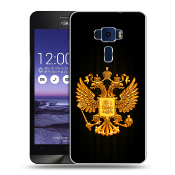 Пластиковый чехол на Asus ZenFone 3 5.2 с принтом Герб России желтый