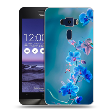 Пластиковый чехол на Asus ZenFone 3 5.2 с принтом Голубые цветы