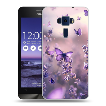 Пластиковый чехол на Asus ZenFone 3 5.2 с принтом бабочки и лаванда